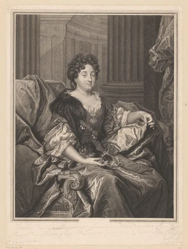 Portret van Marie de L'Aubespine by Pierre Drevet, print, 1698