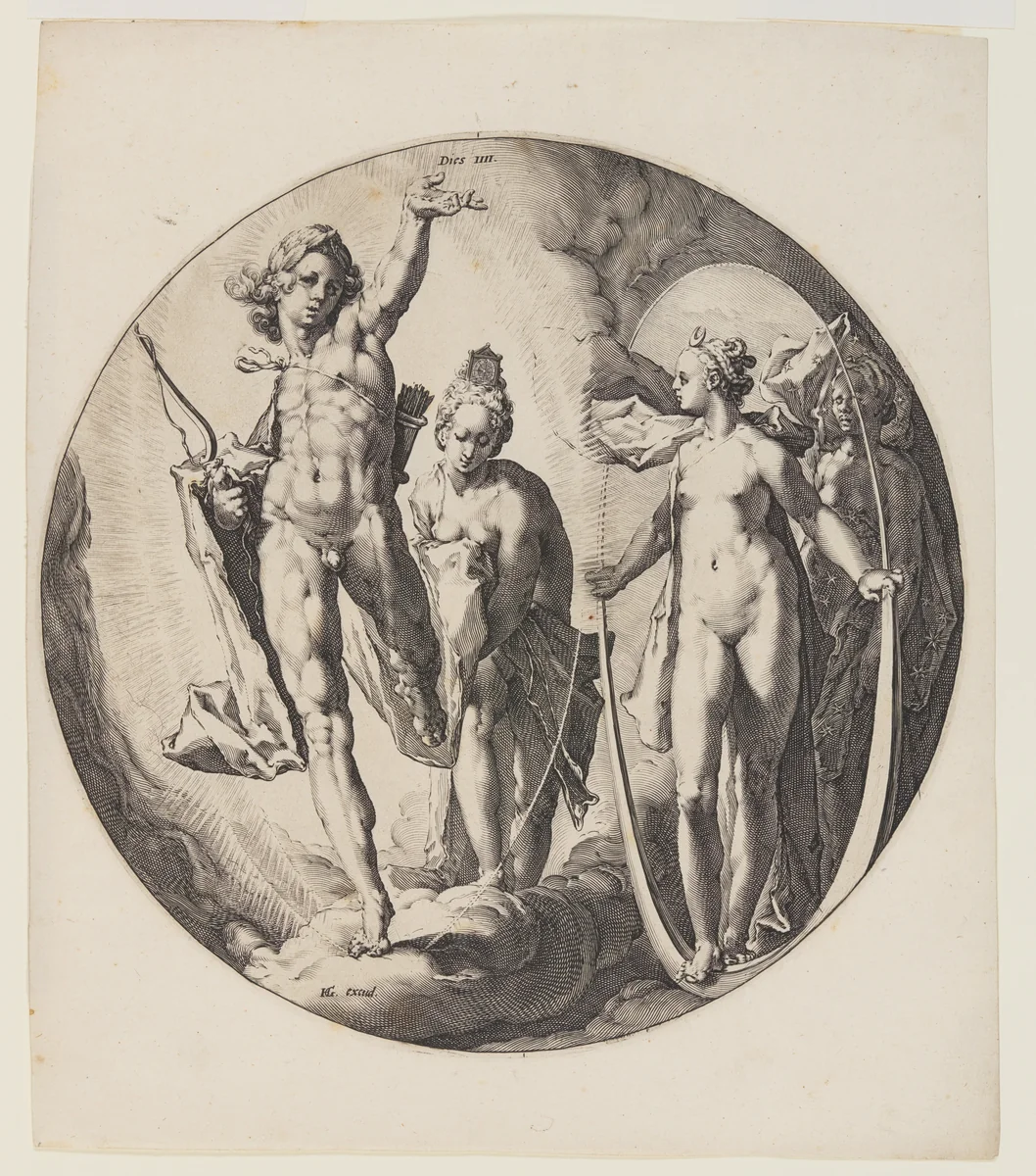 The Fourth Day, plate 5, from Creation of the World by Jan Harmensz. Muller, print, 1590