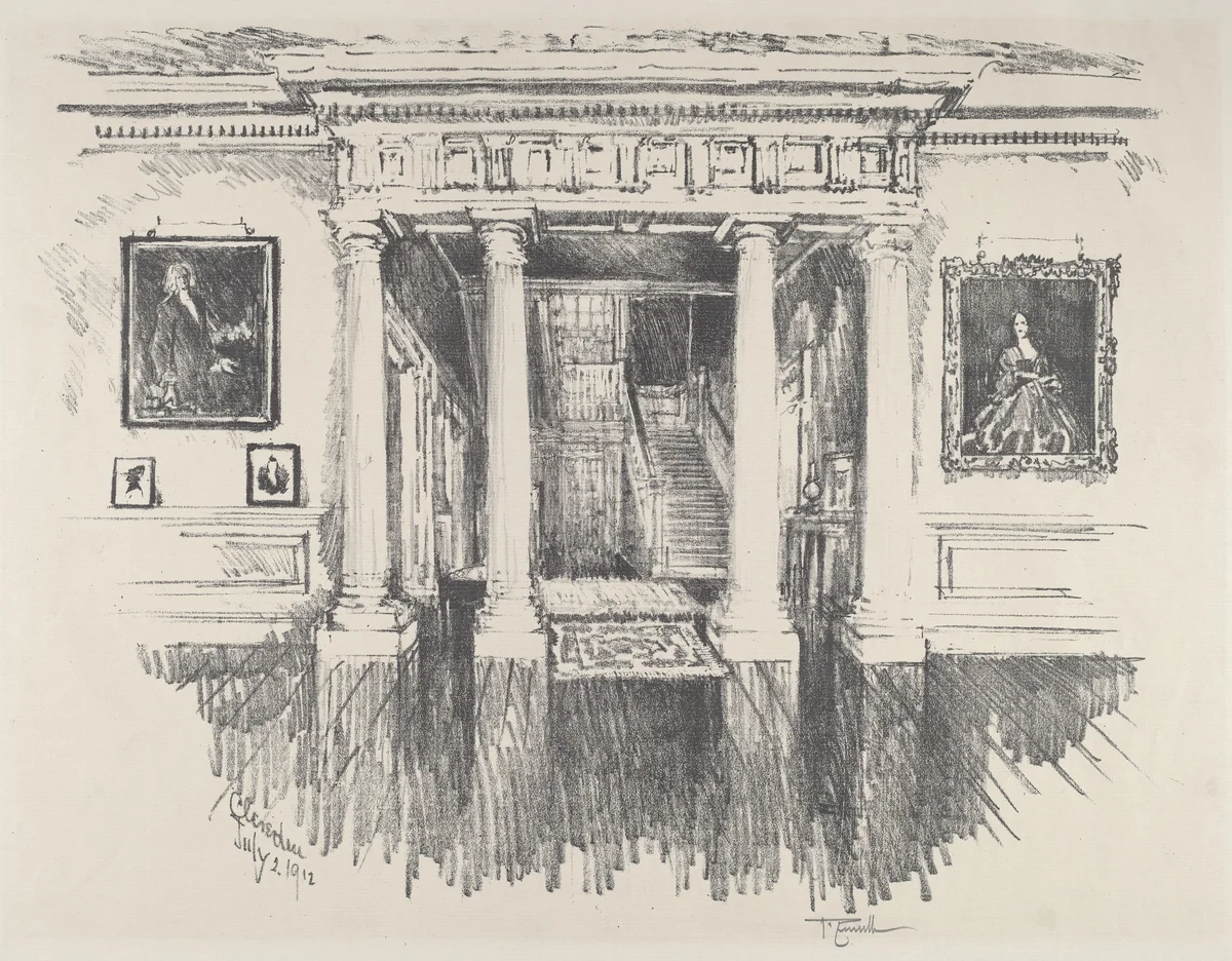 The Hall at Cliveden by Joseph Pennell, print, 1912