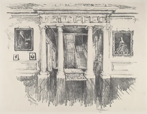 The Hall at Cliveden by Joseph Pennell, print, 1912