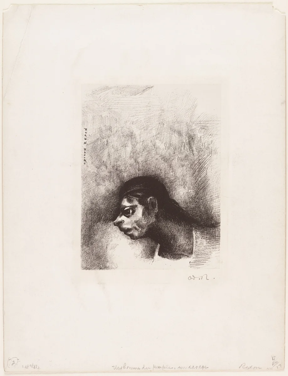 A Man of the People, a Savage (Un Homme du peuple, un sauvage) by Odilon Redon, print, 1887