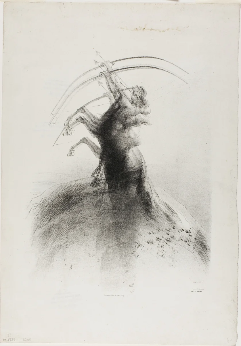Centaur Taking Aim at the Clouds by Odilon Redon, print, 1895