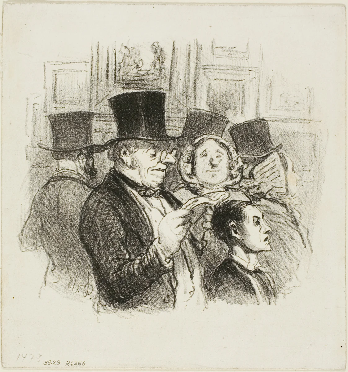 A Visit to the Salon by Honoré-Victorin Daumier, print, 1845