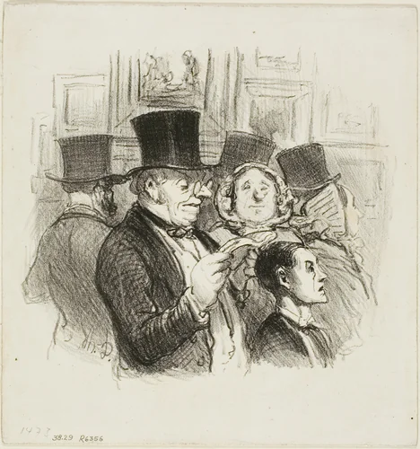A Visit to the Salon by Honoré-Victorin Daumier, print, 1845