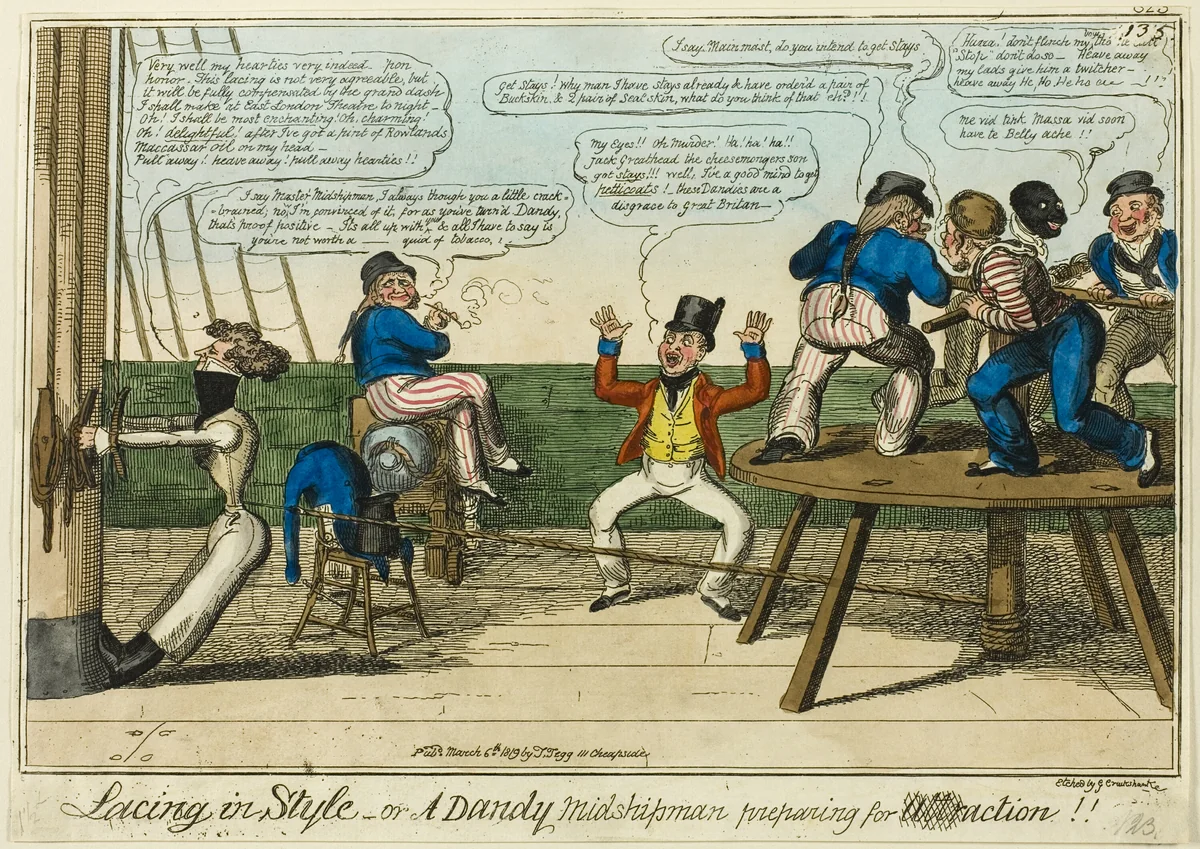 Lacing in Style by George Cruikshank, print, 1819
