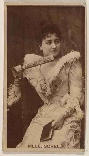 Mlle. Sorel, from the Actresses series (N245) issued by Kinney Brothers to promote Sweet Caporal Cigarettes by Kinney Brothers Tobacco Company, photograph, 1890