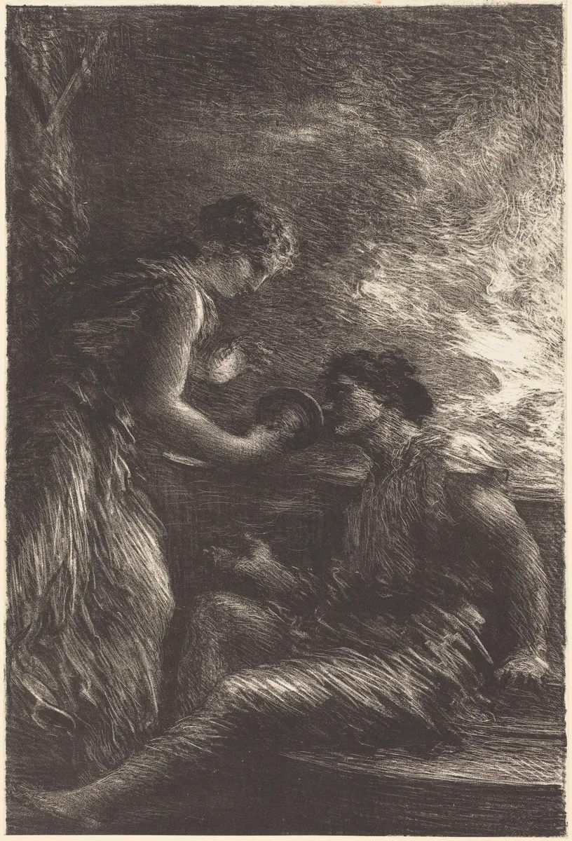 Sieglinde and Siegmund from Act I of "The Valkyrie" by Henri Fantin-Latour, print, 1836-1904