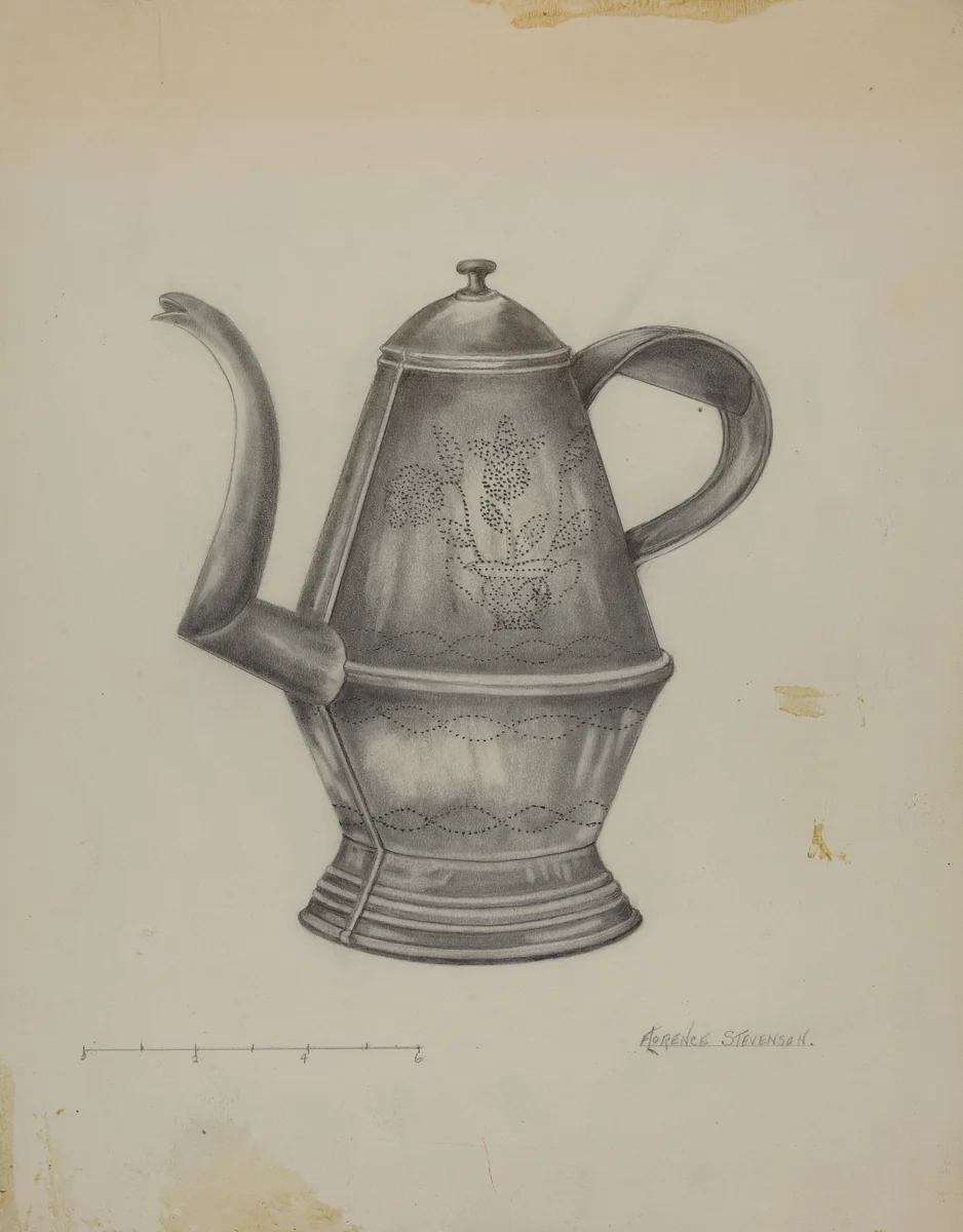 Pa. German Coffee Pot by Florence Stevenson, index of american design, 1935-1942