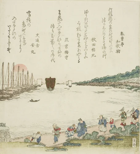 Returning sails at Takanawa by Keisai Eisen (渓斎英泉), print, 1830-1840