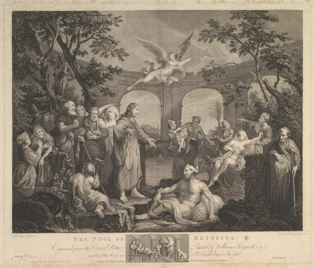 The Pool of Bethesda (St. John, Chapter 5) by William Hogarth, print, 1772