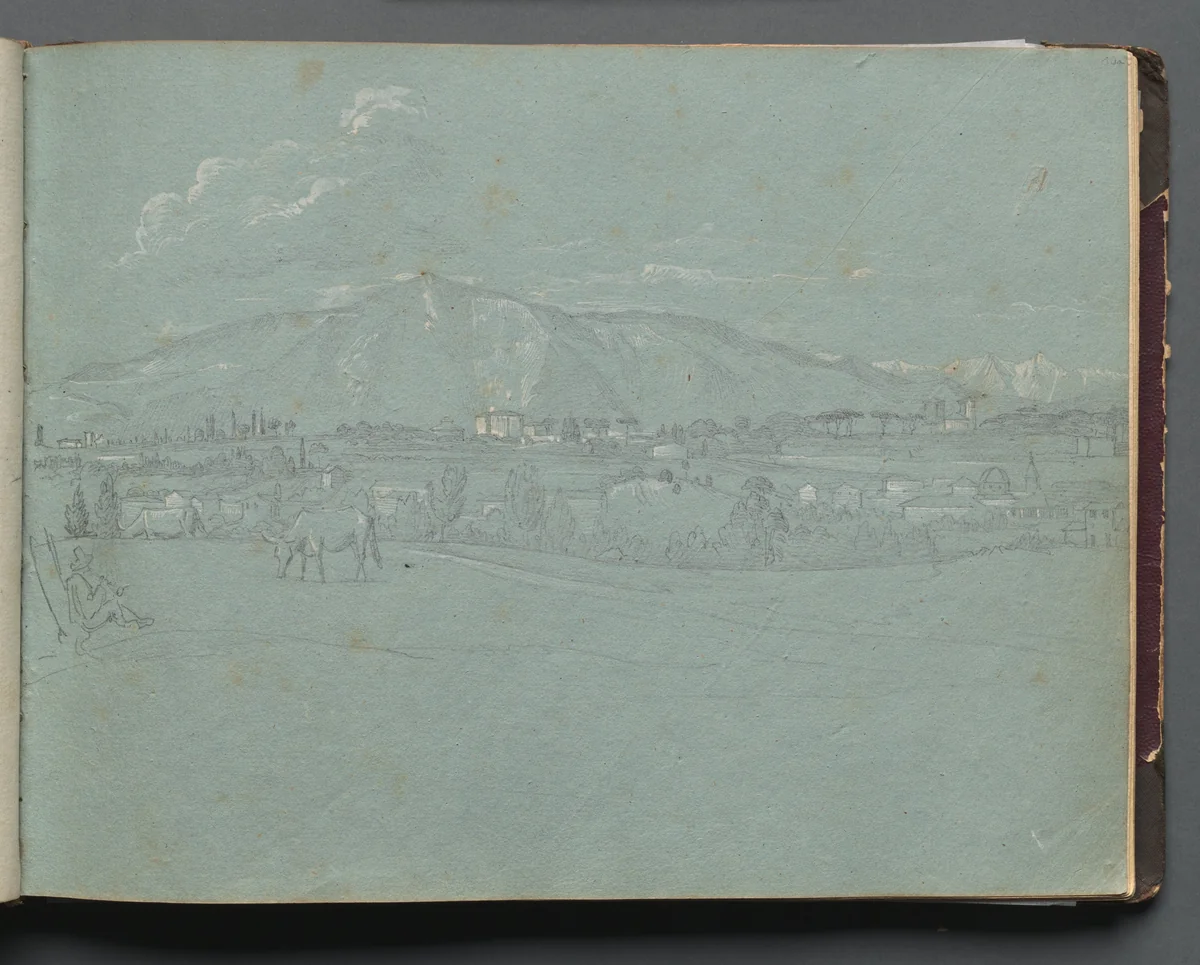 Album with Views of Rome and Surroundings, Landscape Studies, page 10a: Roman Landscape by Franz Nadorp, book, 1830-1870