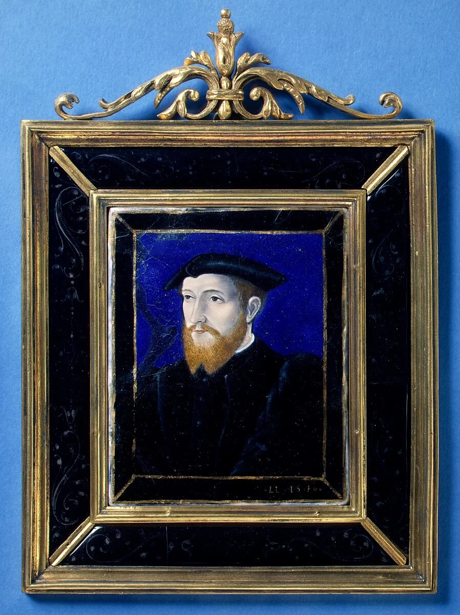 Portrait of a Huguenot by Leonard Limousin, decorative art, 1540