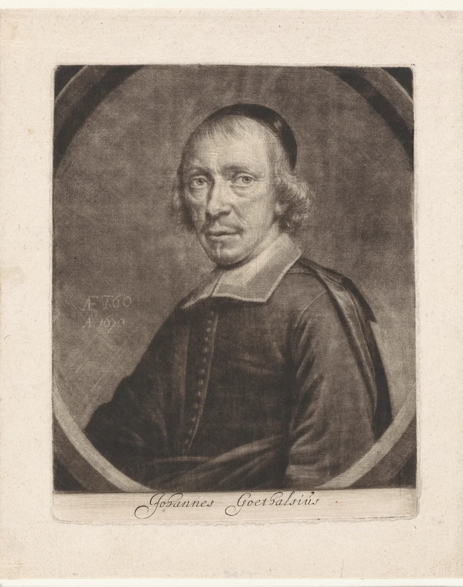 Portret van Johannes Goethals by Jan Verkolje, print, 1670