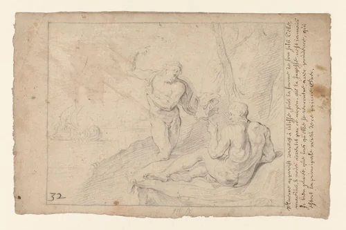 Minerva verschijnt aan Odysseus in de gedaante van diens zoon Telemachus by anonymous, drawing, 1631-1650