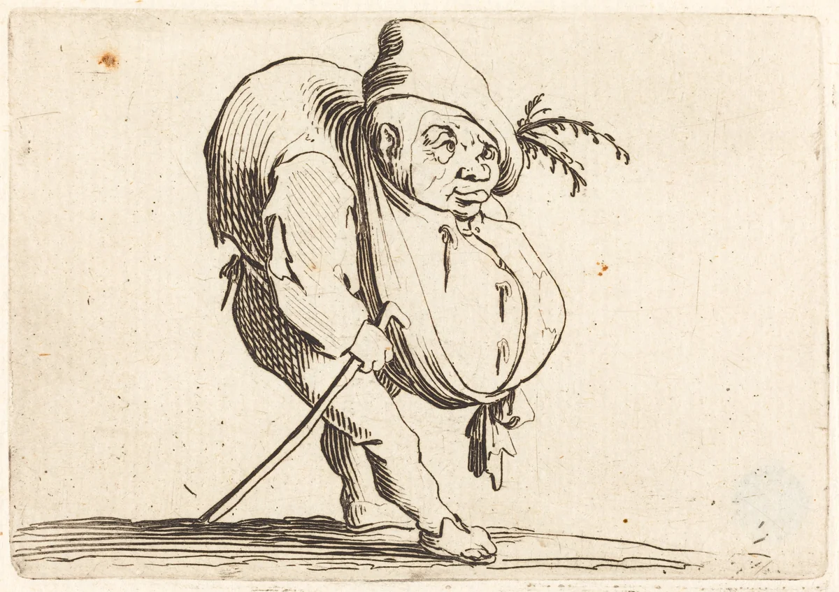 The Hunchback with a Cane by Jacques Callot, print, 1622