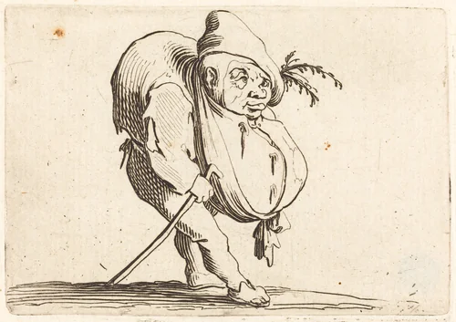 The Hunchback with a Cane by Jacques Callot, print, 1622