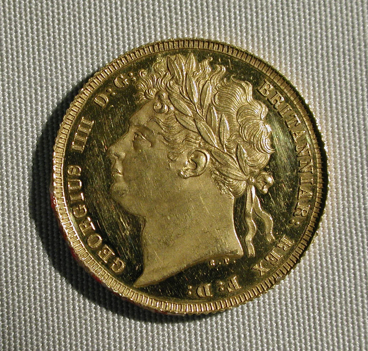 Proof sovereign of George IV (coronation year) by Benedetto Pistrucci, metalwork, 1821