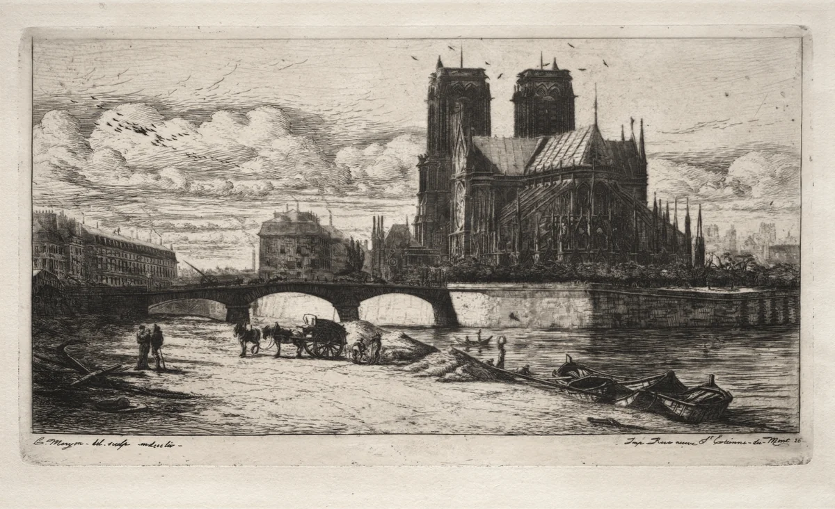 Etchings of Paris: The Apse of the Cathedral of Notre Dame by Charles Meryon, print, 1854