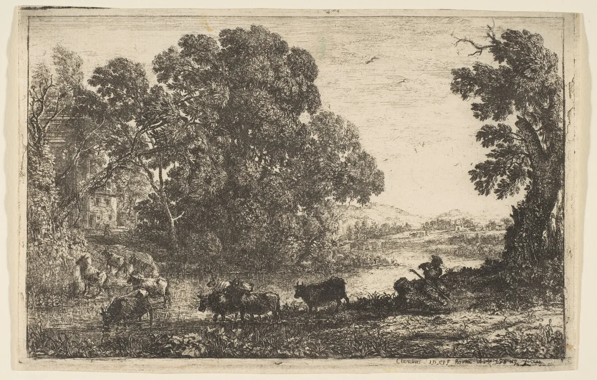 The Cowherd by Claude Lorrain, print, 1636