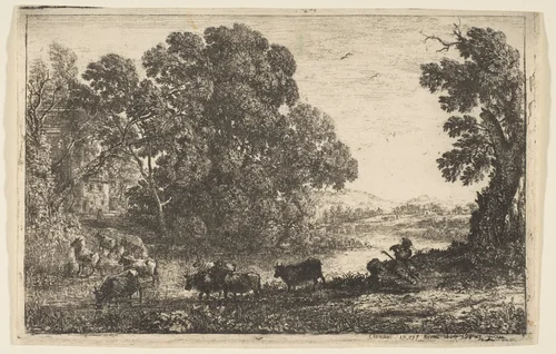 The Cowherd by Claude Lorrain, print, 1636