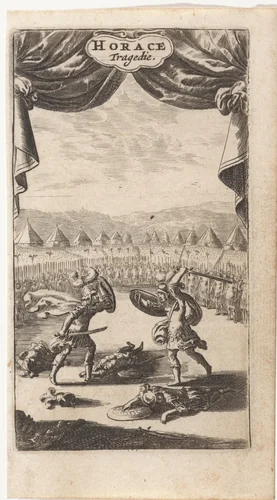 Strijd van de Horatii en Curatii by Abraham Dircksz. Santvoort, print, 1682