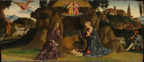 The Nativity by Antoniazzo Romano, painting, 1480-1489
