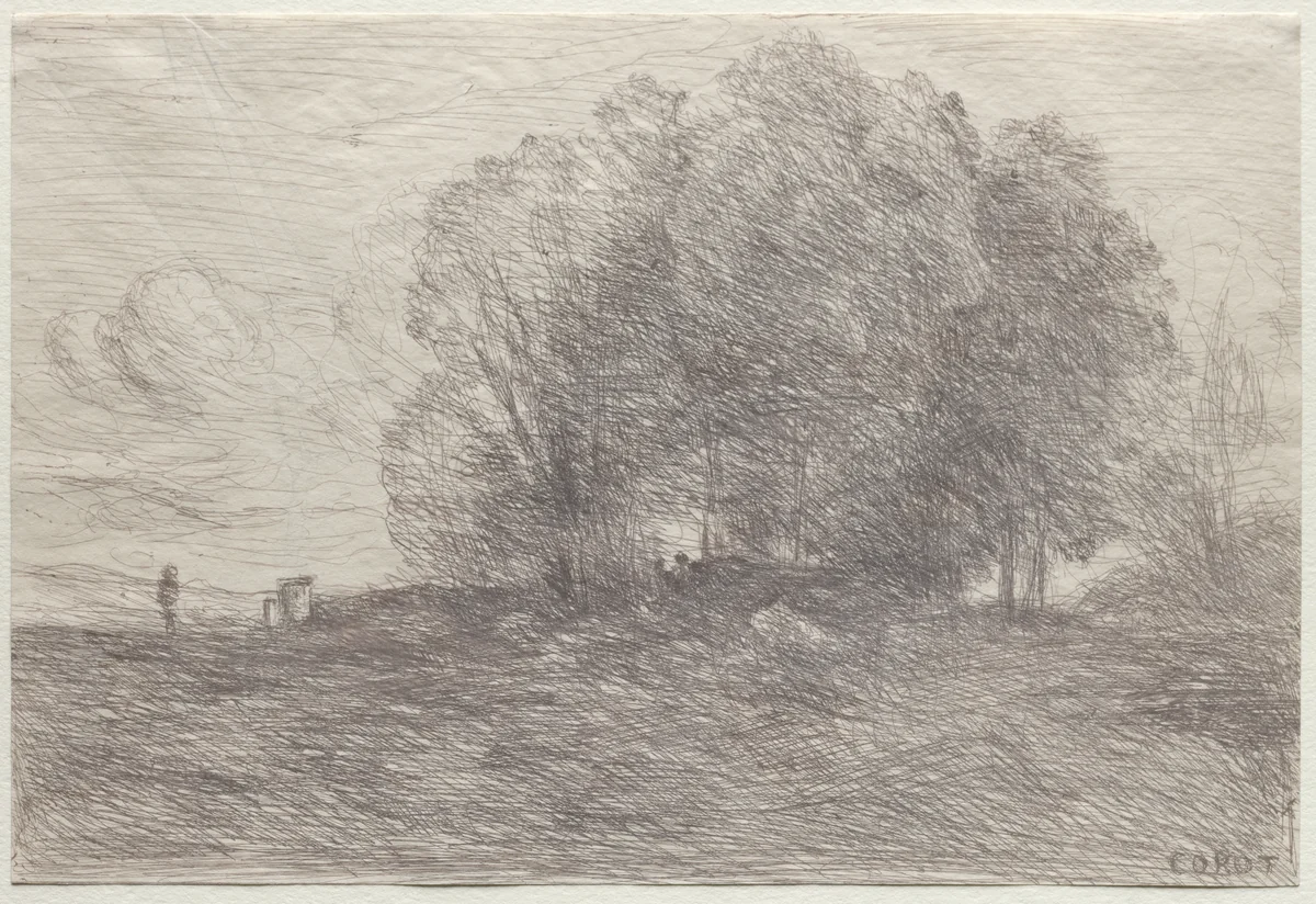 Group of Trees by Jean-Baptiste-Camille Corot, print, 1858