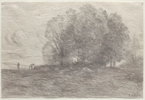 Group of Trees by Jean-Baptiste-Camille Corot, print, 1858