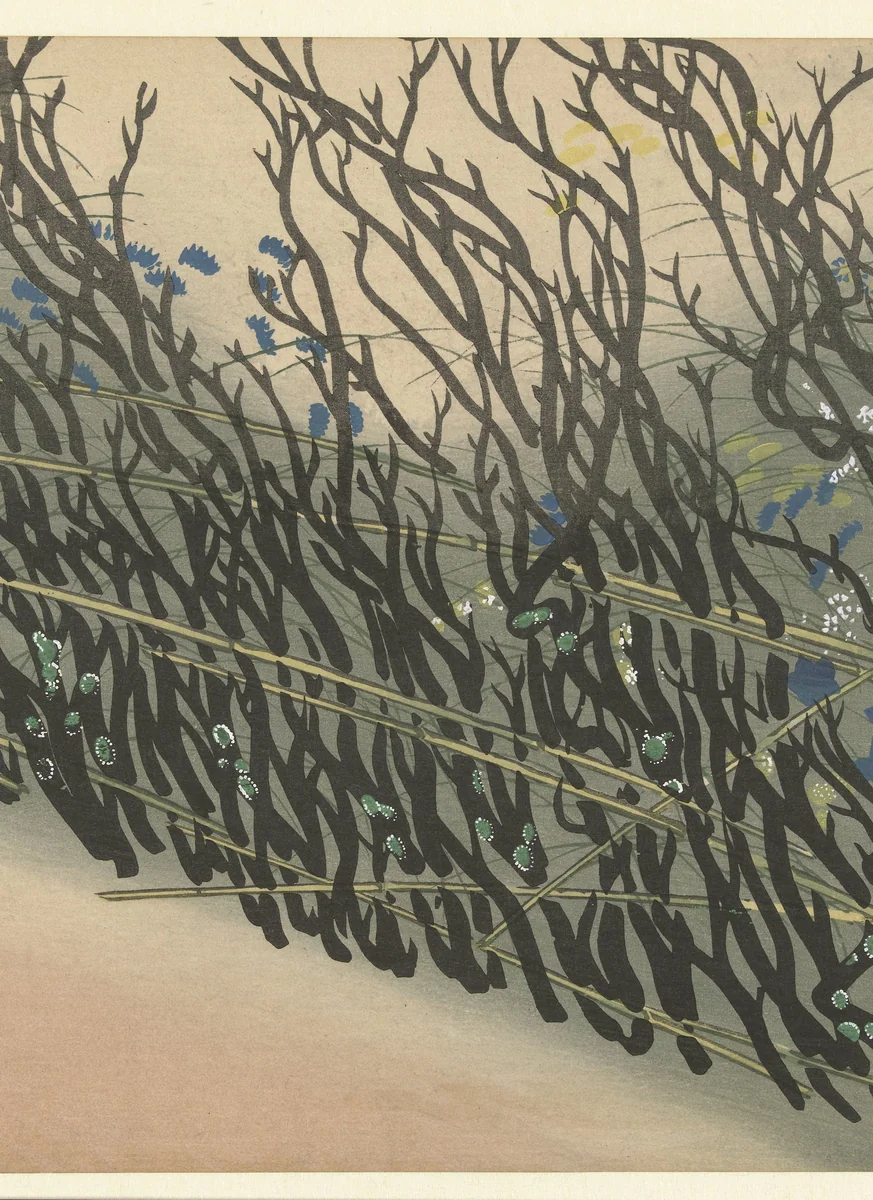 Heg met herfstbloemen by Kamisaka Sekka, print, 1903