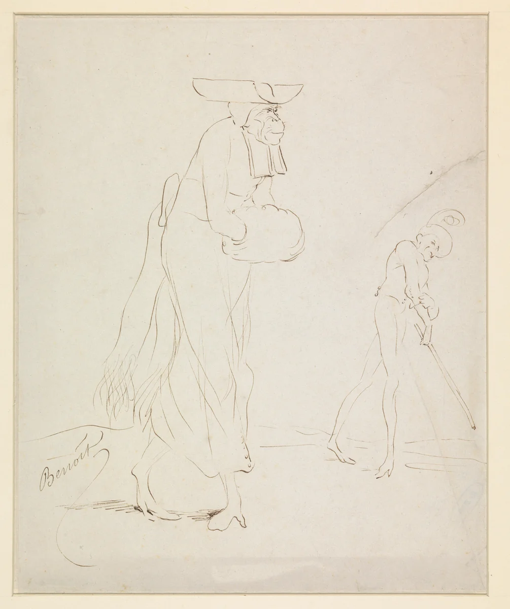 Karikatuur van een geestelijke by Clément Benoit, drawing, 1800-1900