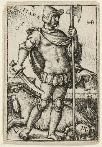 Mars, plate three from The Seven Planets with the Zodiacs by Sebald Beham, print, 1520-1550