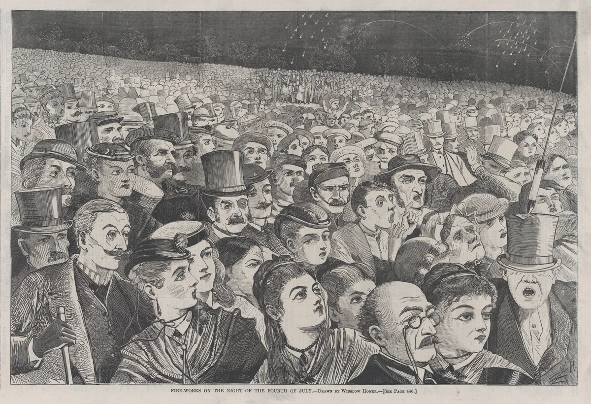 Fire-Works on the Night of the Fourth of July (from "Harper's Weekly," Vol. XII) by Winslow Homer, print, 1868