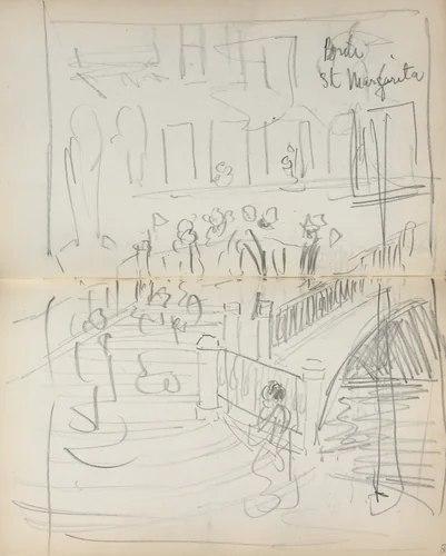 Italian Sketchbook: Bridge St. Margarita (page 67 & 68) by Maurice Prendergast, book, 1898-1899