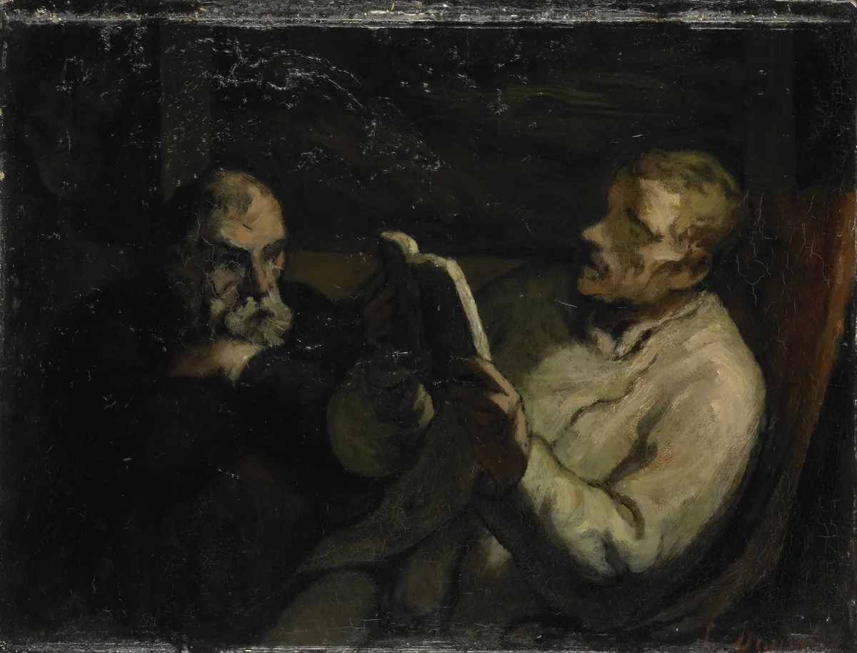 The Reading by Honoré Daumier, painting, 1857