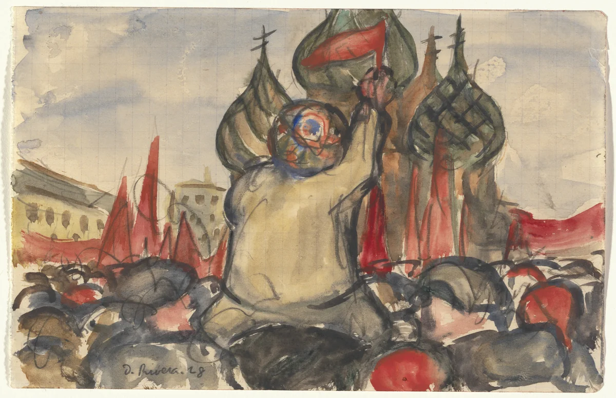 May Day, Moscow by Diego Rivera, drawing, 1928