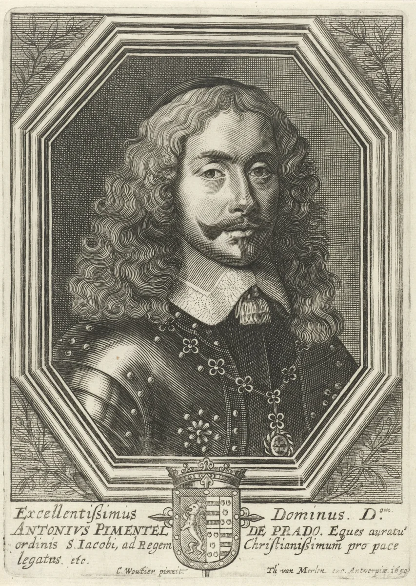 Portret van Don Antonio Pimentel de Prado by Theodor van Merlen, print, 1650