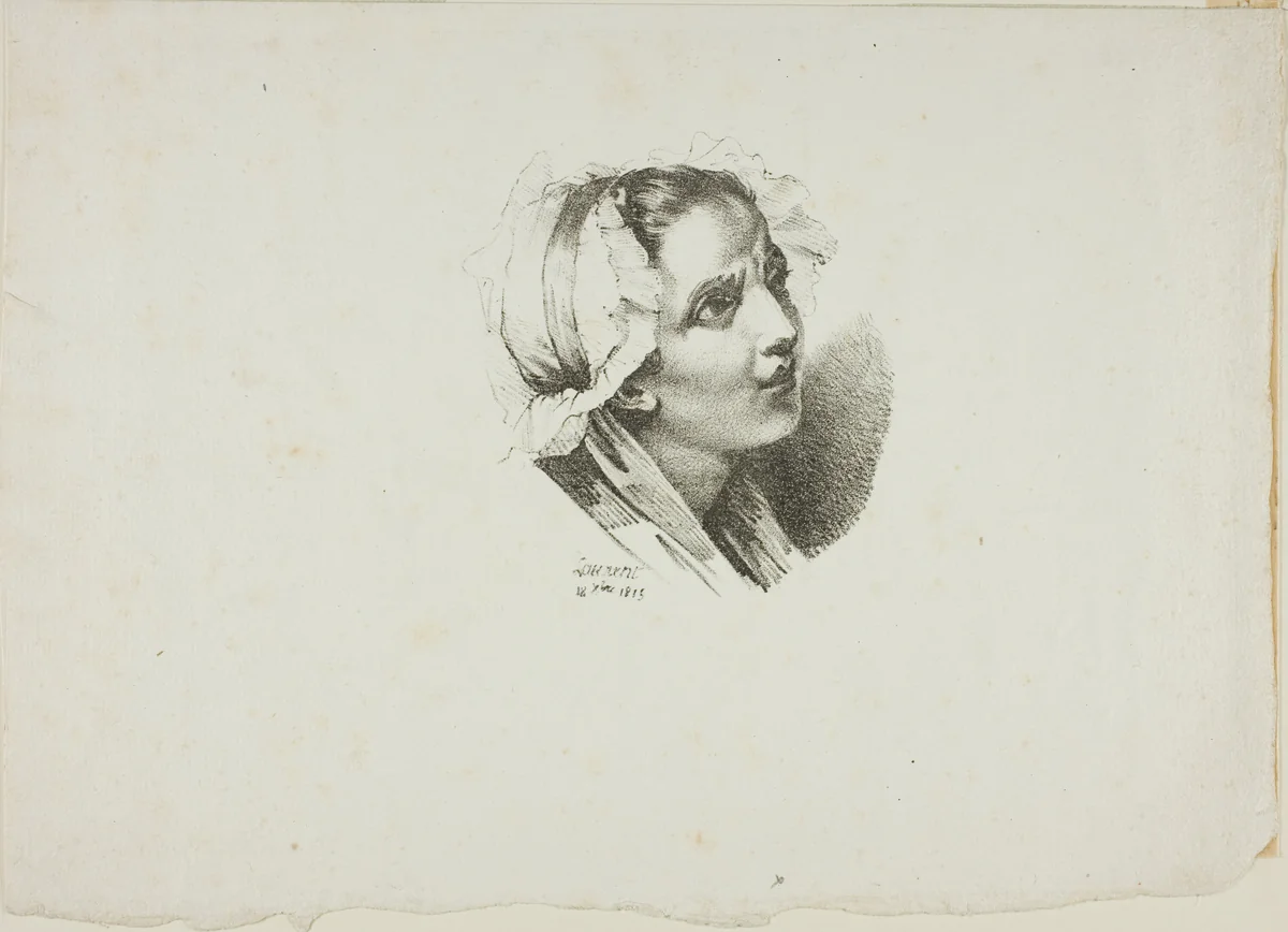 Study of the Head of a Young Girl by Jean-Antoine Laurent, print, 1815