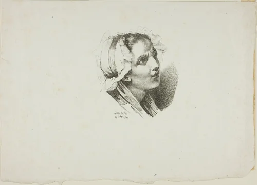 Study of the Head of a Young Girl by Jean-Antoine Laurent, print, 1815