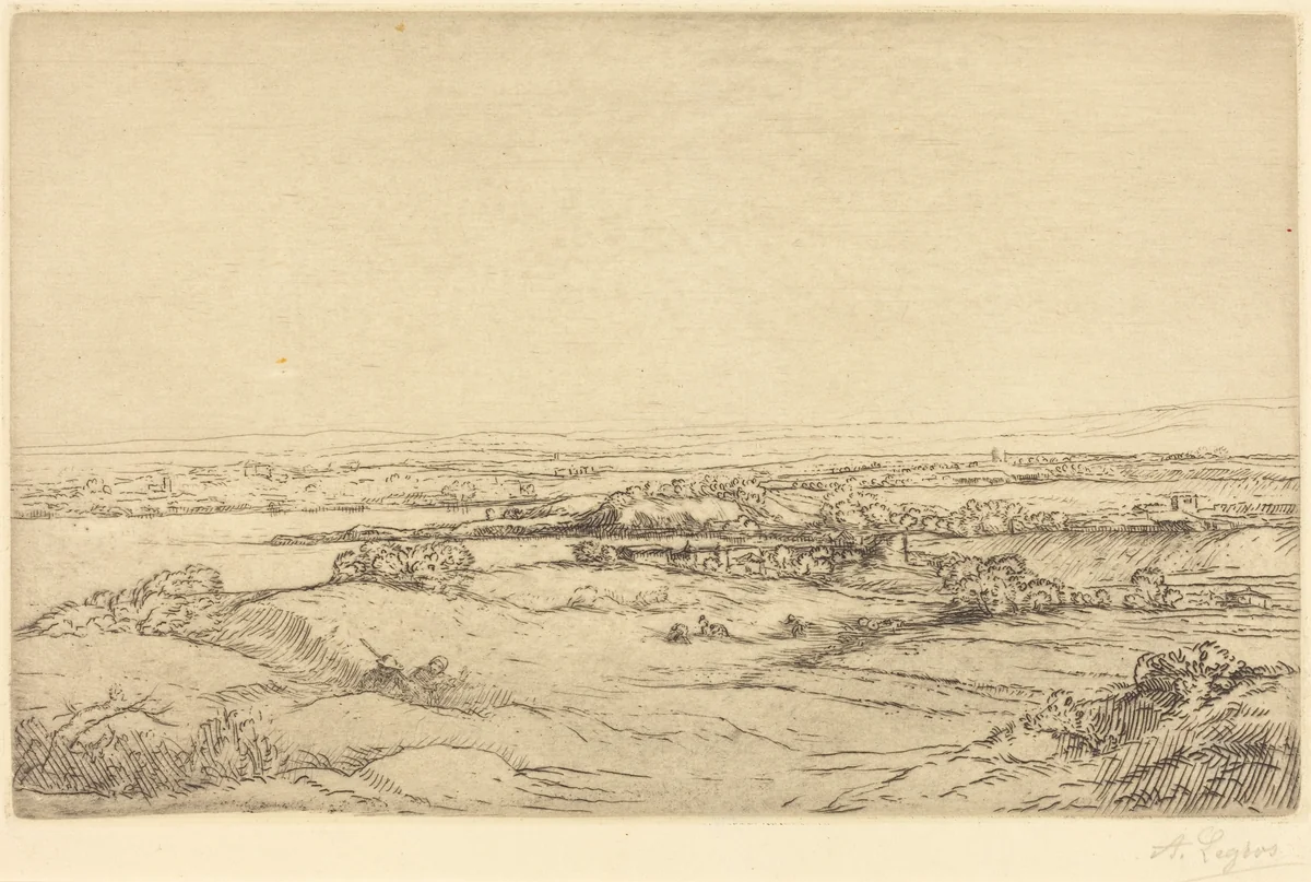 Plain near a Lake (La plaine pres du lac) by Alphonse Legros, print, 1837-1911