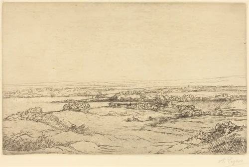 Plain near a Lake (La plaine pres du lac) by Alphonse Legros, print, 1837-1911