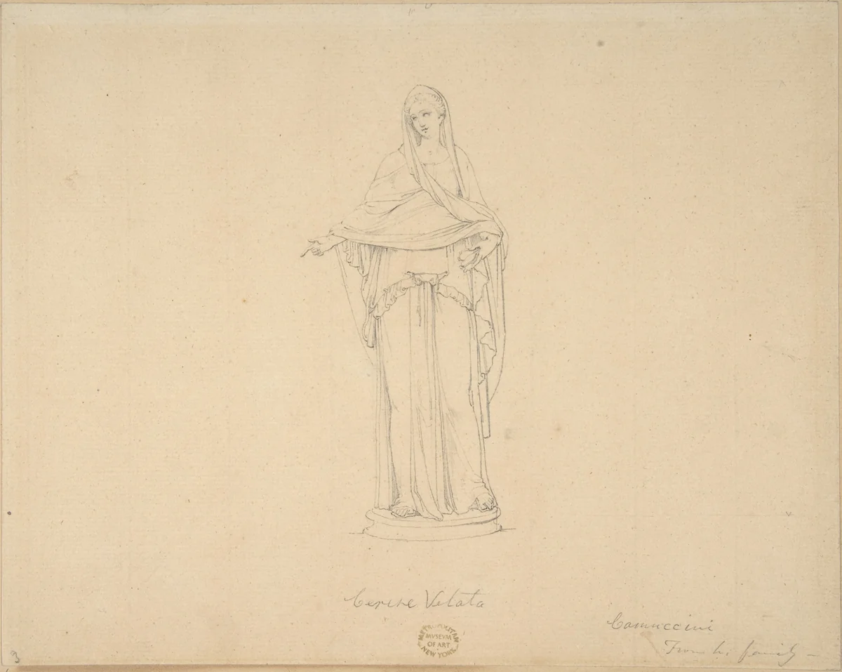 Veiled Ceres by Vincenzo Camuccini, drawing, 1771-1844