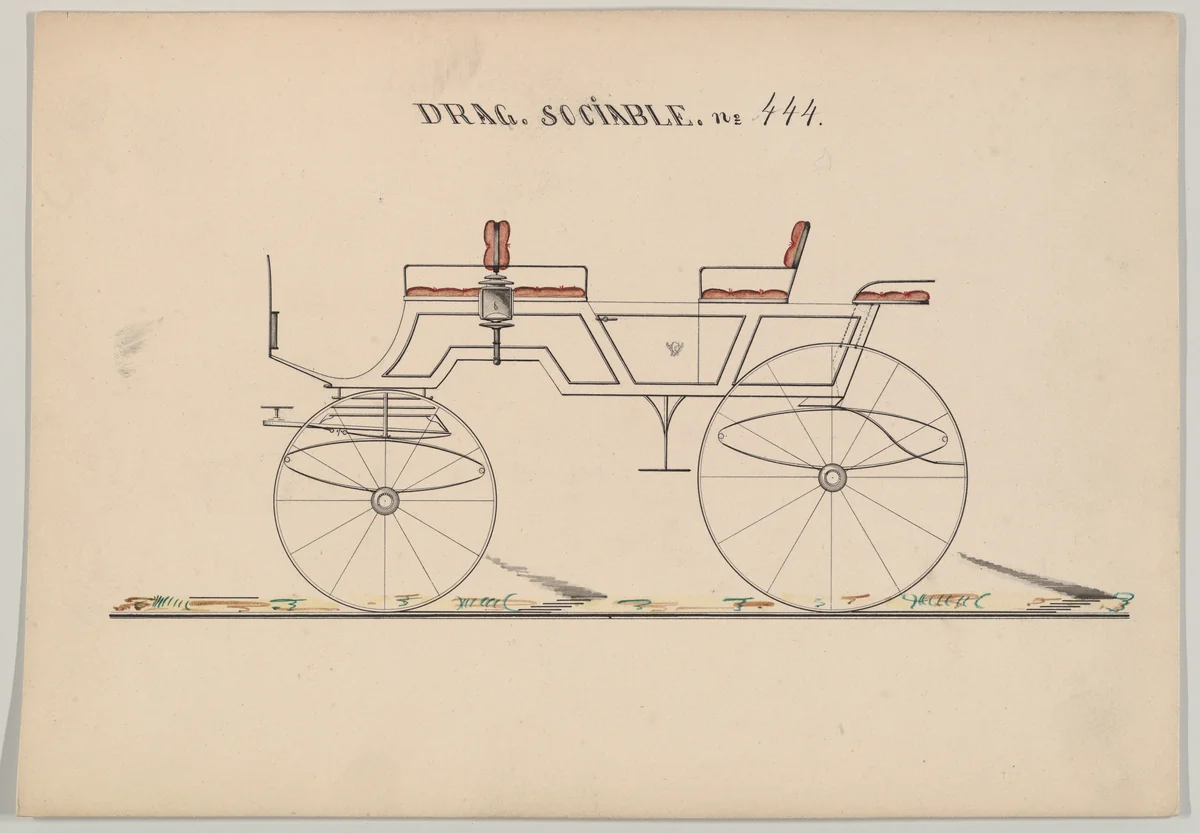 Drag/Socialble # 444 by Brewster & Co., drawing, 1850-1870
