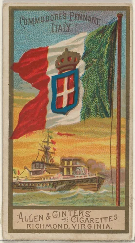 Commodore's Pennant, Italy, from the Naval Flags series (N17) for Allen & Ginter Cigarettes Brands by Allen & Ginter, print, 1886-1891