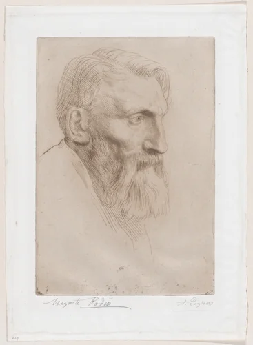 Portrait of Auguste Rodin by Alphonse Legros, print, 1860-1910