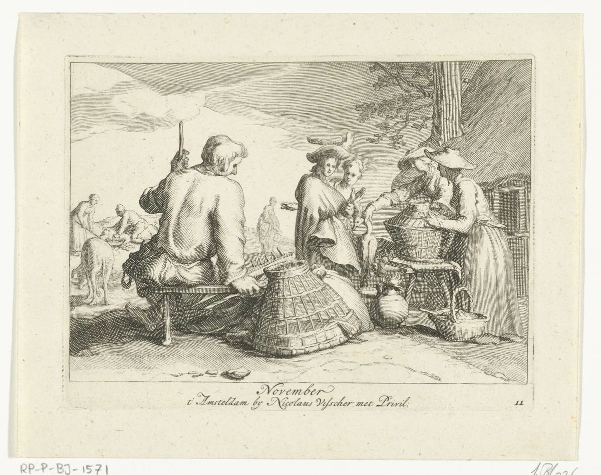 De maand november by Frederick Bloemaert, print, 1635-1670