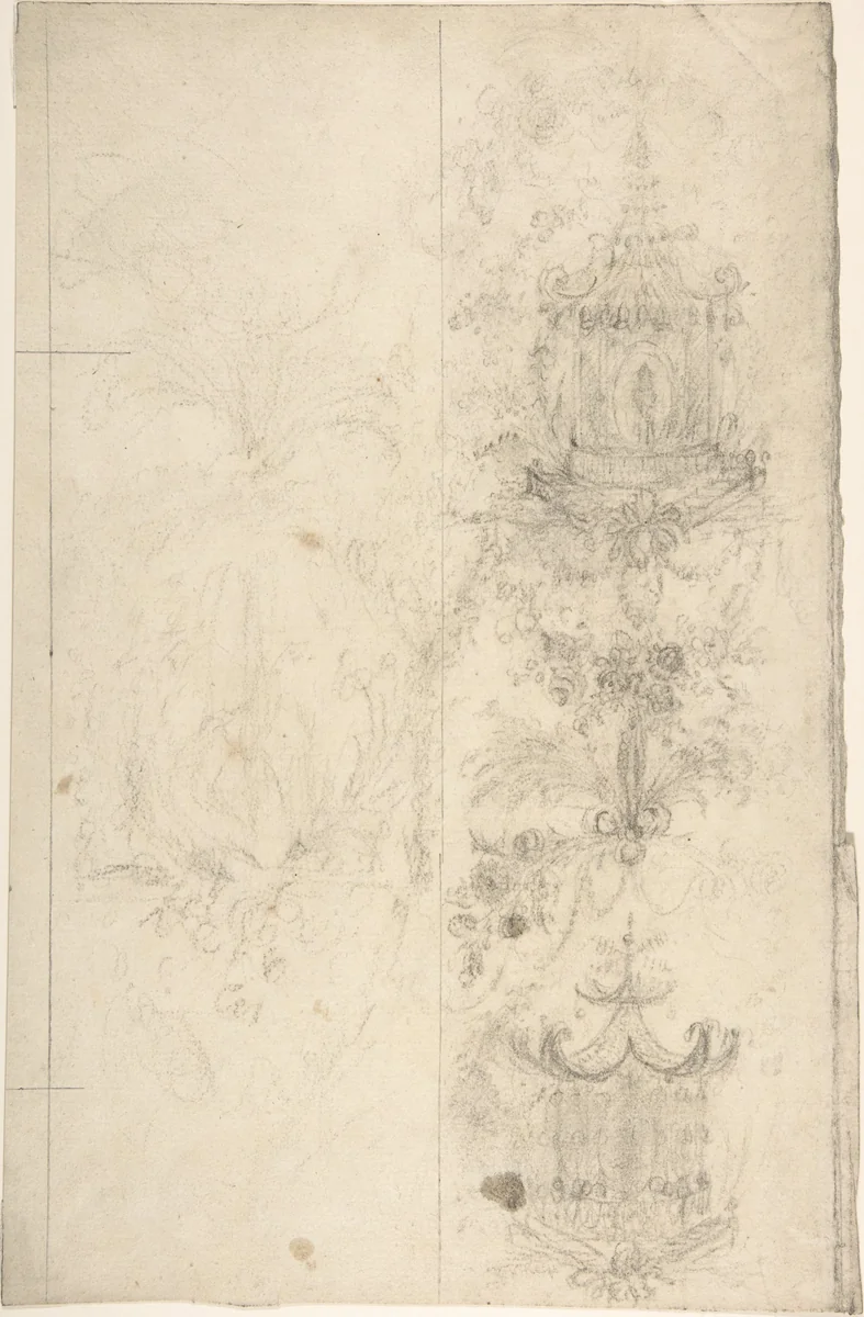 Two Designs for Chinese Lanterns, possibly meant for the Decoration of a Wall Panel by anonymous, drawing, 1763-1773