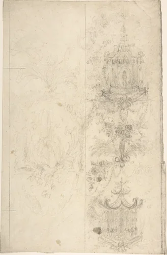 Two Designs for Chinese Lanterns, possibly meant for the Decoration of a Wall Panel by anonymous, drawing, 1763-1773