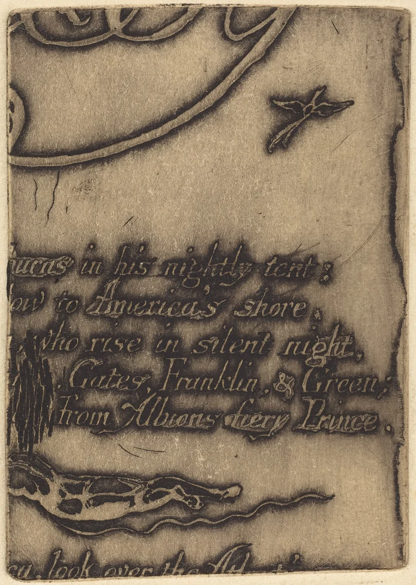 Restrike from fragment of cancelled plate for "A Prophecy" by William Blake, print, 1793