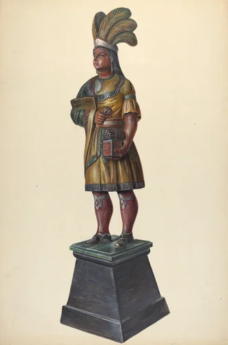 Cigar Store Indian by Walter Hochstrasser, index of american design, 1937