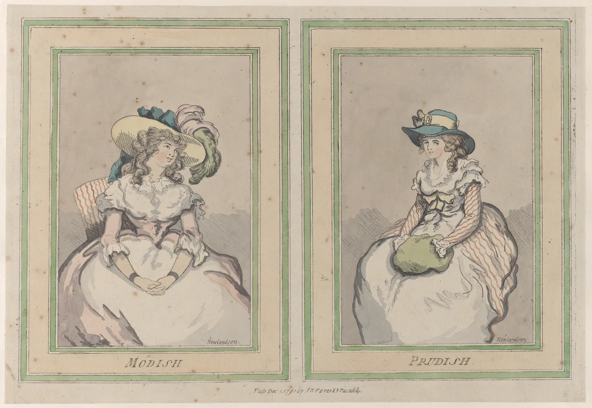 Modish and Prudish by Thomas Rowlandson, print, 1791